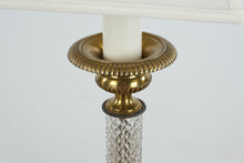 Load image into Gallery viewer, Vintage Brass and Cut Glass Column Floor Lamp 3 Way 60 Inch