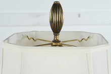 Load image into Gallery viewer, Vintage Brass and Cut Glass Column Floor Lamp 3 Way 60 Inch