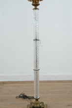 Load image into Gallery viewer, Vintage Brass and Cut Glass Column Floor Lamp 3 Way 60 Inch