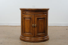 Load image into Gallery viewer, Round Solid Wood End Table Cabinet with Pull Out Shelf and Storage