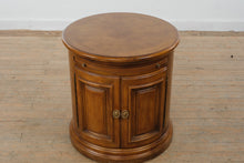 Load image into Gallery viewer, Round Solid Wood End Table Cabinet with Pull Out Shelf and Storage