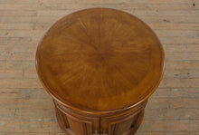 Load image into Gallery viewer, Round Solid Wood End Table Cabinet with Pull Out Shelf and Storage