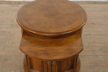 Load image into Gallery viewer, Round Solid Wood End Table Cabinet with Pull Out Shelf and Storage