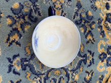 Load image into Gallery viewer, Antique Flow Blue Teacup with Gold Trim β Early 1900s Ironstone Pottery, Cobalt Blue Ombre, Crackle Glaze