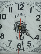 Load image into Gallery viewer, Framed Damascus Quartz Wall Clock with Arabic Calligraphy and Inlaid Marquetry Frame
