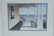 Load image into Gallery viewer, Daniel Pollera Breezy Point Framed Coastal Art Print White Wicker Porch Scene