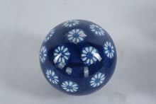 Load image into Gallery viewer, Blue Porcelain Decorative Ball – White Floral Motif, 3"