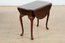 Load image into Gallery viewer, Dark Cherry Drop-Leaf Side Table with Queen Anne Legs