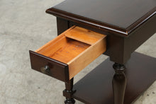 Load image into Gallery viewer, Dark Cherry Wood Side Table with Drawer, Pull-Out Drink Tray and Lower Shelf