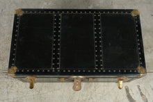 Load image into Gallery viewer, Antique Dark Green Steamer Trunk Brass Hardware Leather Handles 31 Inch