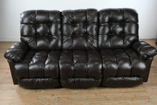 Load image into Gallery viewer, Best Chairs Co Dark Brown Leather Manual Reclining Sofa 88 Inch Three Seat Recliner Couch