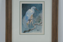 Load image into Gallery viewer, David Gobel Great Blue Heron Watercolor Bird Art Framed 12 x 14