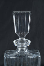 Load image into Gallery viewer, Vintage Cut Glass Liquor Decanter Square Ribbed Crystal Stopper 12 Inch