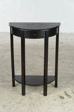 Load image into Gallery viewer, Dark Wood Demilune Console Table with Drawer and Lower Shelf