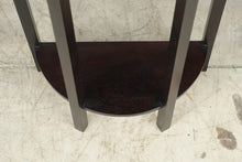 Load image into Gallery viewer, Dark Wood Demilune Console Table with Drawer and Lower Shelf