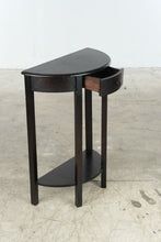 Load image into Gallery viewer, Dark Wood Demilune Console Table with Drawer and Lower Shelf