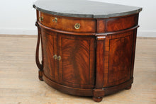 Load image into Gallery viewer, Pair Henredon Historic Natchez Mahogany Demilune Marble Top Cabinets