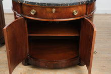 Load image into Gallery viewer, Pair Henredon Historic Natchez Mahogany Demilune Marble Top Cabinets