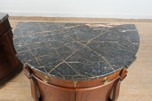 Load image into Gallery viewer, Pair Henredon Historic Natchez Mahogany Demilune Marble Top Cabinets