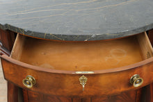 Load image into Gallery viewer, Pair Henredon Historic Natchez Mahogany Demilune Marble Top Cabinets