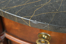 Load image into Gallery viewer, Pair Henredon Historic Natchez Mahogany Demilune Marble Top Cabinets