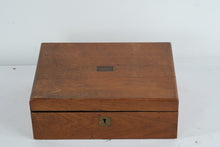 Load image into Gallery viewer, Antique Wood Writing Slope Desk Box With Inkwell Compartment