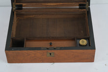 Load image into Gallery viewer, Antique Wood Writing Slope Desk Box With Inkwell Compartment