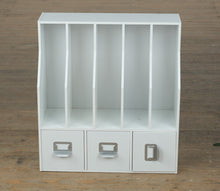 Load image into Gallery viewer, Desk / Countertop Organizer with File Slots & 3 Drawers – White