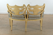 Load image into Gallery viewer, Early 1900s Carved Hotel Lobby Settee with Custom Upholstery