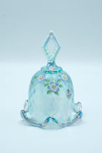 Load image into Gallery viewer, Hand-Painted Fenton Art Glass Bell with Floral Motif & Iridescent Rim