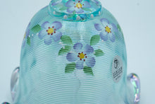 Load image into Gallery viewer, Hand-Painted Fenton Art Glass Bell with Floral Motif & Iridescent Rim