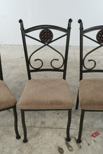 Load image into Gallery viewer, 5-Piece Metal and Glass Round Dining Set with Four Upholstered Chairs