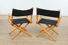 Load image into Gallery viewer, Pair of Vintage Wooden Director’s Chairs with Black Canvas Seats & Backs