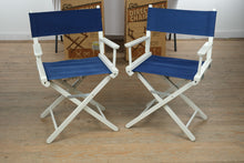 Load image into Gallery viewer, Gold Medal Director’s Chair with White Enamel Frame & Canvas Seat and Back – Classic Folding Hollywood Style