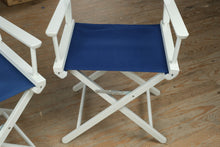 Load image into Gallery viewer, Gold Medal Director’s Chair with White Enamel Frame & Canvas Seat and Back – Classic Folding Hollywood Style