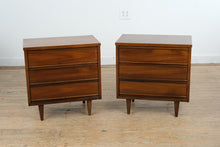 Load image into Gallery viewer, Mid Century Modern Dixie Walnut Nightstands Pair on Tapered Legs
