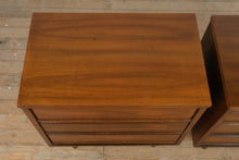 Load image into Gallery viewer, Mid Century Modern Dixie Walnut Nightstands Pair on Tapered Legs