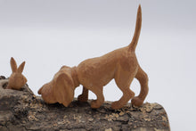Load image into Gallery viewer, Hand Carved Wood Dog and Rabbit Log Sculpture Rustic Folk Art 8 Inch