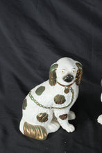 Load image into Gallery viewer, Antique English Staffordshire Flatback Spaniel Dog Figurines Pair Copper Luster Ceramic