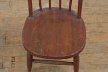 Load image into Gallery viewer, Antique Wooden Doll Chair – 25” Tall Primitive Spindle-Back Miniature Chair