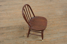 Load image into Gallery viewer, Antique Wooden Doll Chair – 25” Tall Primitive Spindle-Back Miniature Chair