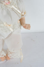 Load image into Gallery viewer, Duck House Heirloom Porcelain Doll “Vanessa” – Red Curly Hair, Lace Romper, 1980s–1990s Vintage