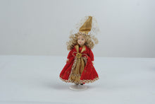 Load image into Gallery viewer, Vintage Porcelain Doll Red Velvet Gold Dress Renaissance Princess 8 Inch