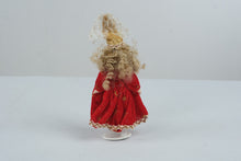 Load image into Gallery viewer, Vintage Porcelain Doll Red Velvet Gold Dress Renaissance Princess 8 Inch