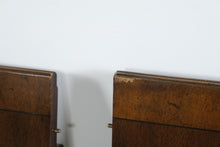 Load image into Gallery viewer, Vintage Double Pedestal Dining Table with Brass Casters and Two Leaves