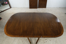 Load image into Gallery viewer, Vintage Double Pedestal Dining Table with Brass Casters and Two Leaves