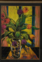 Load image into Gallery viewer, Vintage Baldwin Art Group Floral Still Life Framed Print 1980s Tulip Vase Wall Art 37x47