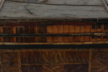 Load image into Gallery viewer, Antique Handcrafted Bamboo & Wood Dowry / Trousseau Storage Chest – Geometric Panel Trunk