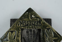 Load image into Gallery viewer, Signed Cast Metal Wall Plaque Dragonfly Frog Footprint Nature Art 2001