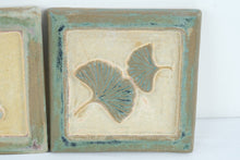 Load image into Gallery viewer, Motawi Tileworks Dragonfly and Ginkgo Leaf Ceramic Art Tile Trivet Set of 2 6 Inch
